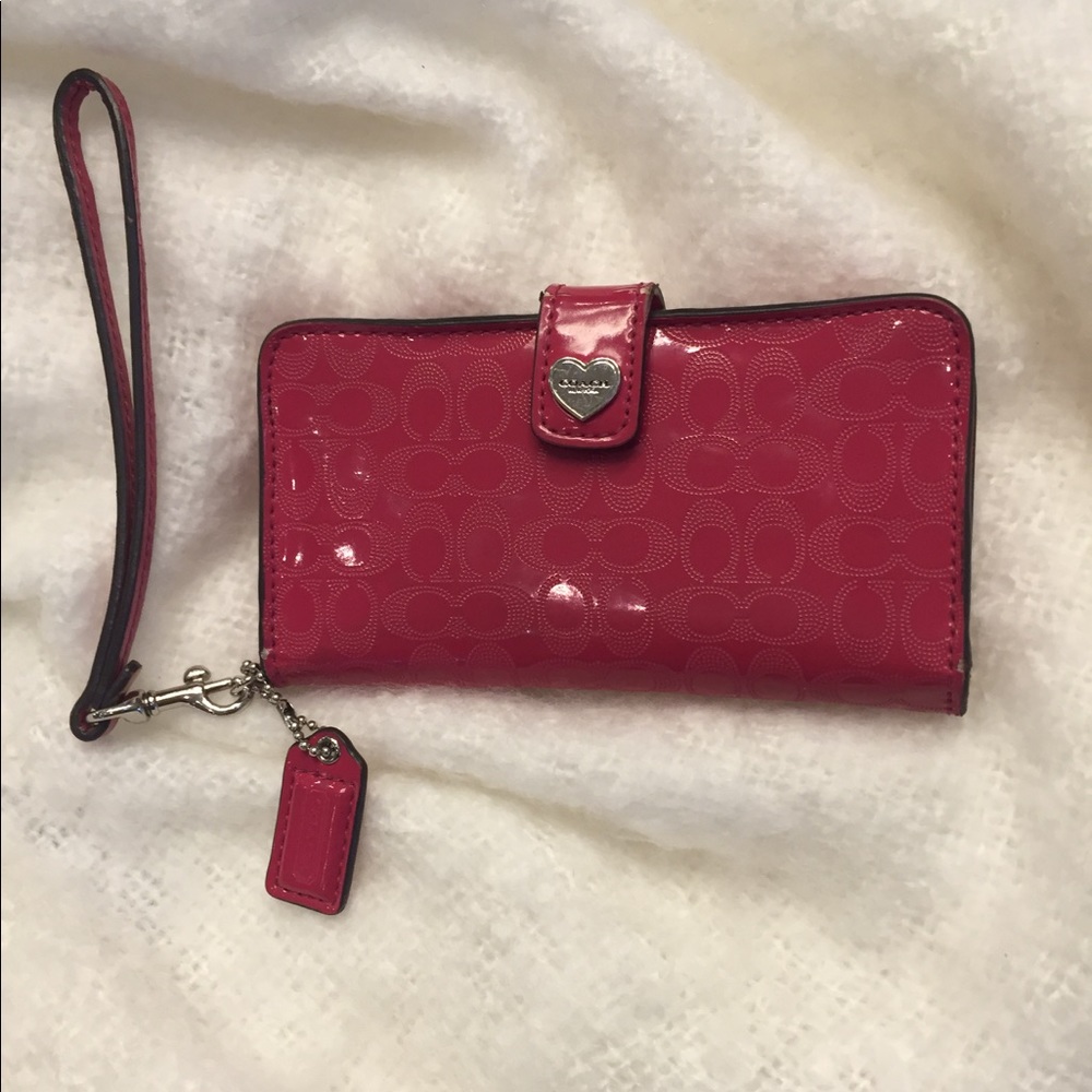 UPDATE****SOLD***Coach pink patent leather wallet.